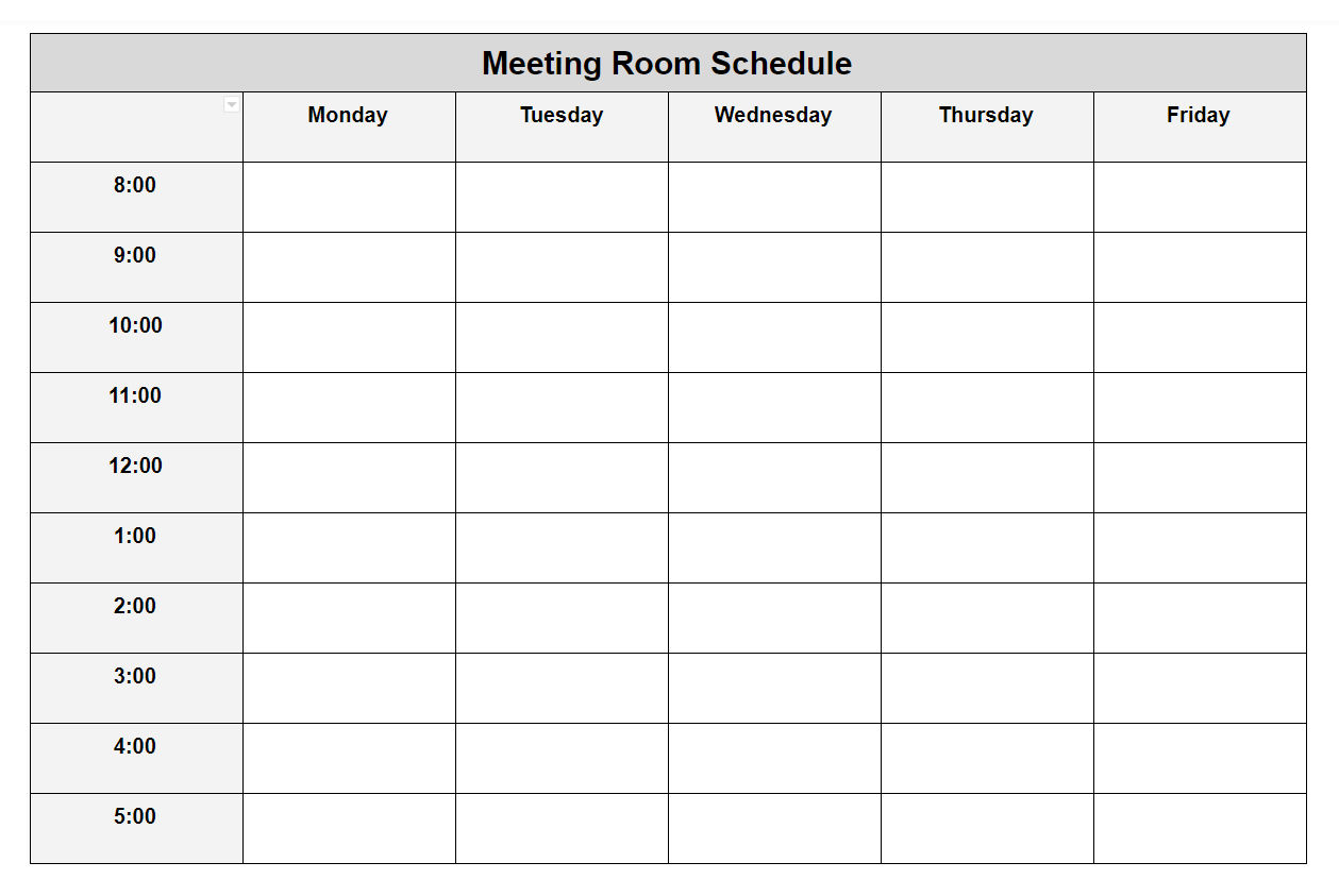 Conference Room Schedule Template