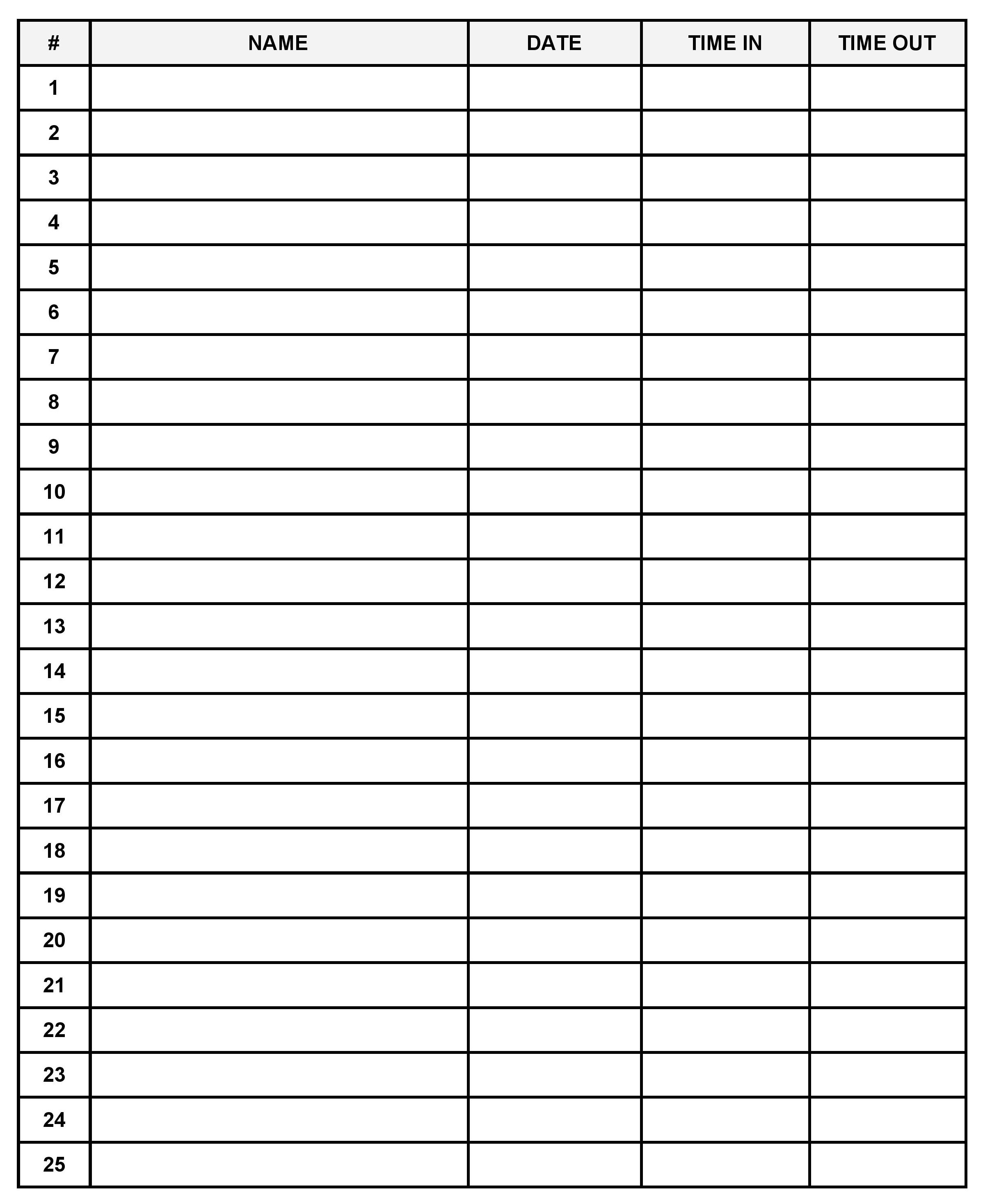 Company Visitor Sign In Sheet Free Printable Log Template Pdf Word Excel